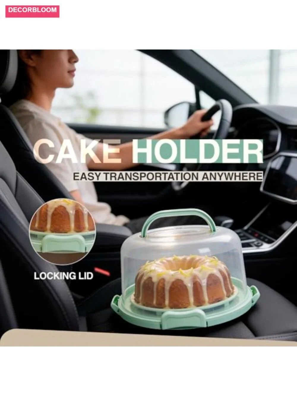 Nonstick Bundt Cake Pan Set with Carrier Lid Mint Green